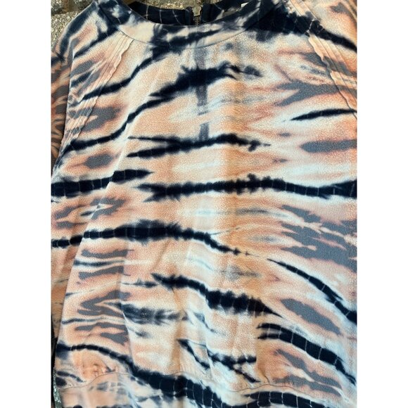 Tie-Dye Long-Sleeve Crewneck Top In Peach & Navy Velvet Blend - Picture 2 of 12